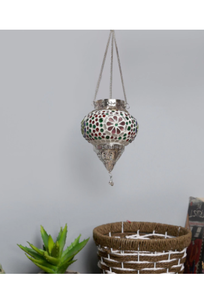  Metal & Glass Candle Holder